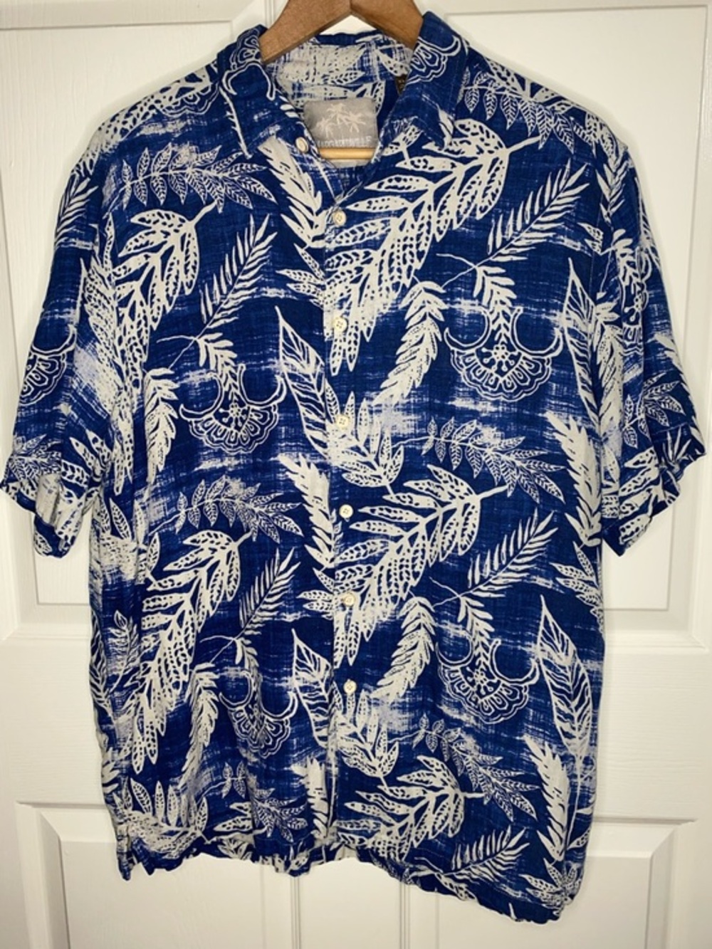 Margaritaville Men’s XL Silk Linen Tropical Shirt Blue Paisley Beach Vacation